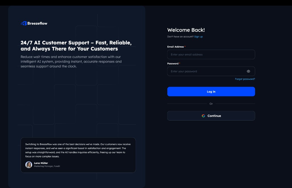Breezeflow - AI customer support platform by CODE UI ANDY
